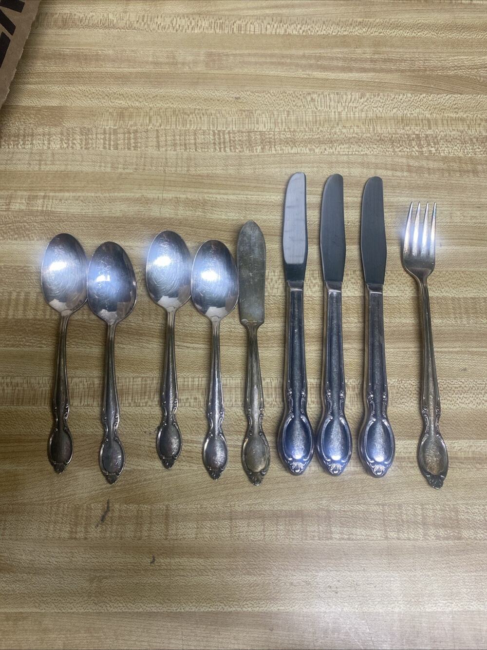 9 Piece Vintage Wm Rogers Silverplate IS 1954 PRECIOUS MIRROR Pattern